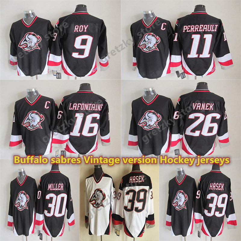 Men's Buffalo sabres Vintage jerseys 11 PERREAULT 16 LAFONTAINE 26 VANEK 39 HASEK 9 ROY 30 MILLER CCM Hockey Jersey, Black;red
Men's Buffalo sabres Vintage jerseys 11 PERREAULT 16 LAFONTAINE 26 VANEK 39 HASEK 9 ROY 30 MILLER CCM Hockey Jersey, Black;red