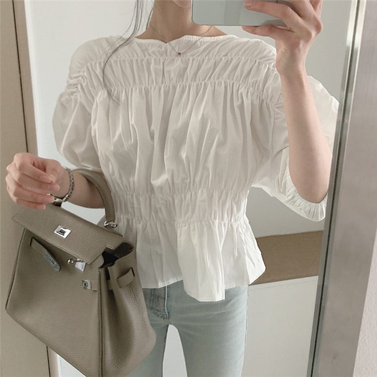 ZCWXM Solid Multi Colors New 2020 Women Summer Blouses Shirts Korean Casual Puff Sleeve Vintage Fold Draped Wild Short Tops, Blue
ZCWXM Solid Multi Colors New 2020 Women Summer Blouses Shirts Korean Casual Puff Sleeve Vintage Fold Draped Wild Short Tops, Blue