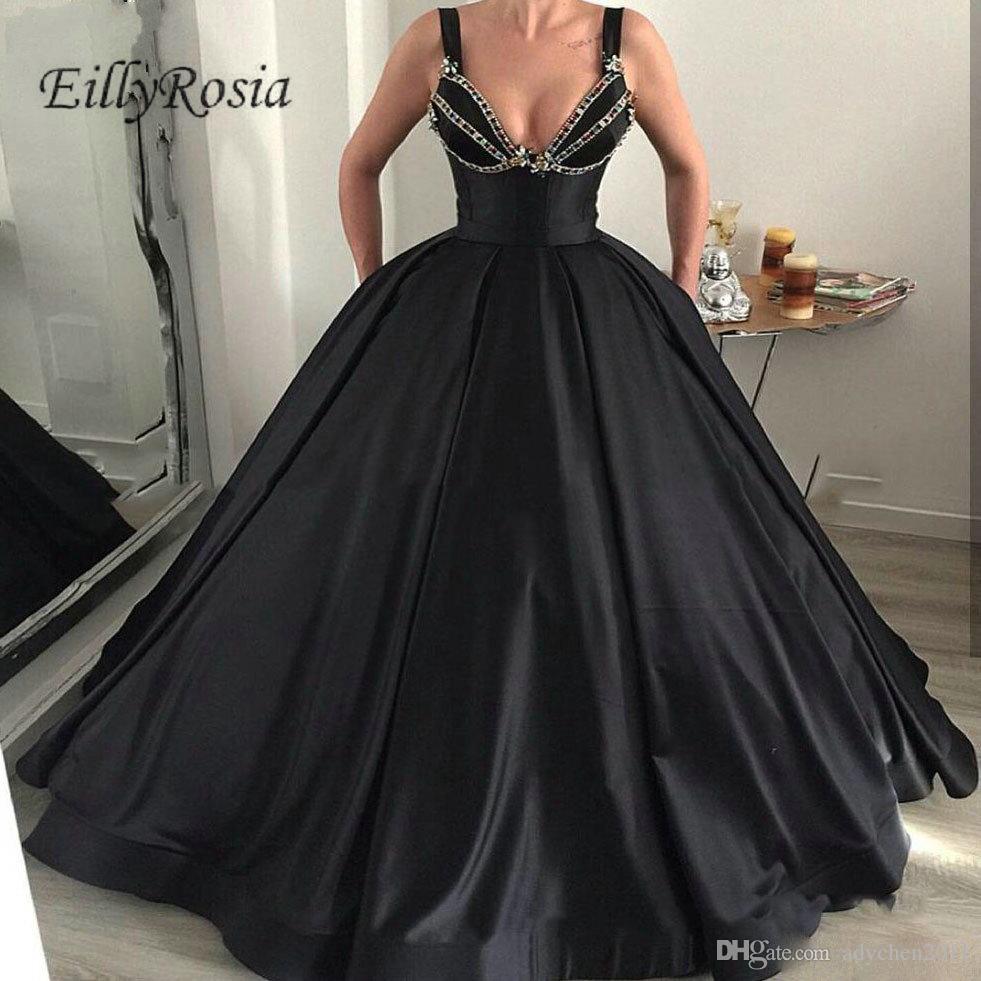 Gorgeous Black Vintage Prom Dress Ball Gown Beading Crystals Spaghetti Straps Satin Ruched Floor Length Formal Party Gowns Empire Waist, Ivory
Gorgeous Black Vintage Prom Dress Ball Gown Beading Crystals Spaghetti Straps Satin Ruched Floor Length Formal Party Gowns Empire Waist, Ivory