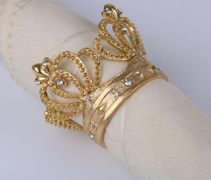 Crown Napkin Ring Metal Crown Shape with Imitation Diamond Napkin Holder for Home Wedding Table Decoration