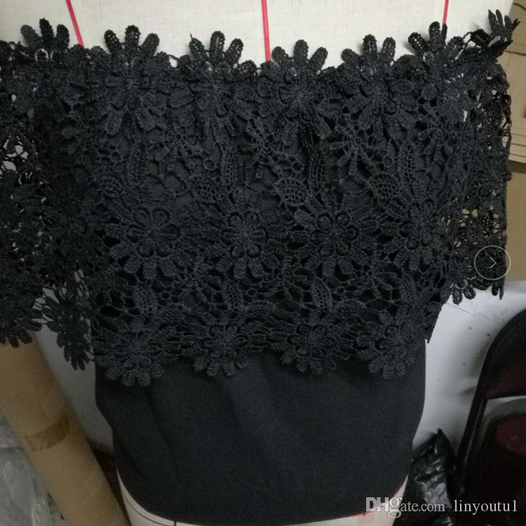 2020 Hot Fashion Women Summer Lace Crochet Off Shoulder Chiffon Shirt Casual Tops Blouse crop top women t shirt