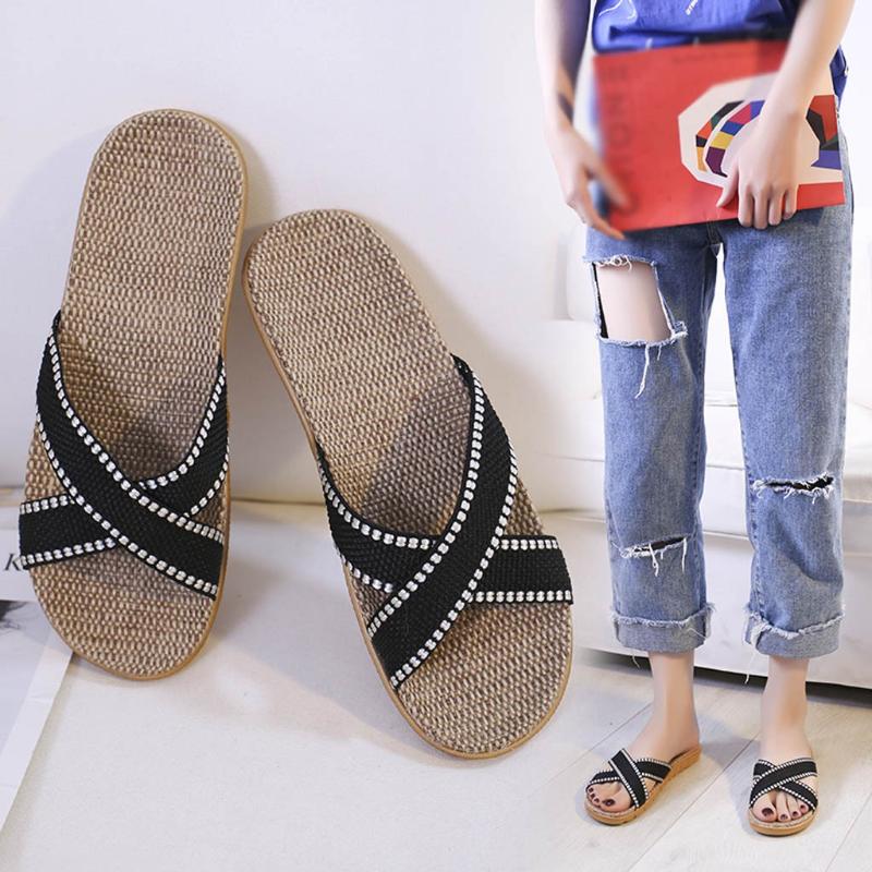 New Summer Shoes Women Flax Flip Flop Canvas Linen Non-slip Flat Sandals Home Slippers Women Fashion Slides Straw Shoes, Black
New Summer Shoes Women Flax Flip Flop Canvas Linen Non-slip Flat Sandals Home Slippers Women Fashion Slides Straw Shoes, Black