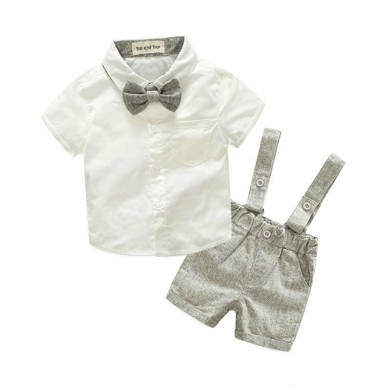 Summer New 2019 Fashion Baby Boy Clothes Gentleman T-shirt Overalls Cotton Children Sets Kids Clothing Newborn Clothing Sets 2pcs