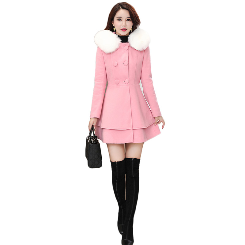 Autumn and winter woolen coat women's mid-length Korean version of the 2019 new pink slim was thin chic wool coat feminina JD761 
Autumn and winter woolen coat women's mid-length Korean version of the 2019 new pink slim was thin chic wool coat feminina JD761