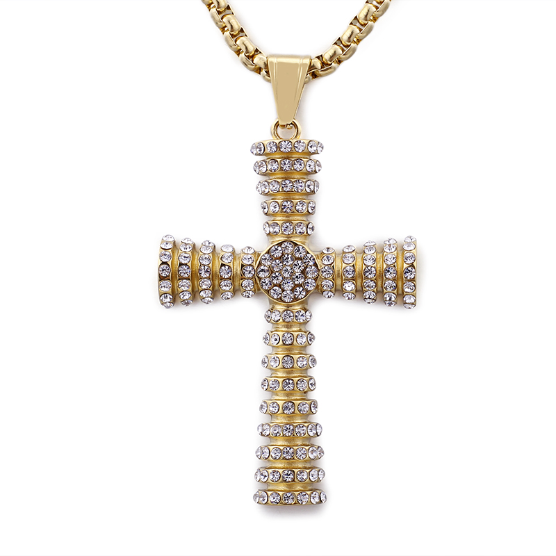 Simple Hip Hop Cross Pendants Necklace 316L Stainless Steel Cubic Zirconia Setting 18K Gold Plated Jewelry
Simple Hip Hop Cross Pendants Necklace 316L Stainless Steel Cubic Zirconia Setting 18K Gold Plated Jewelry