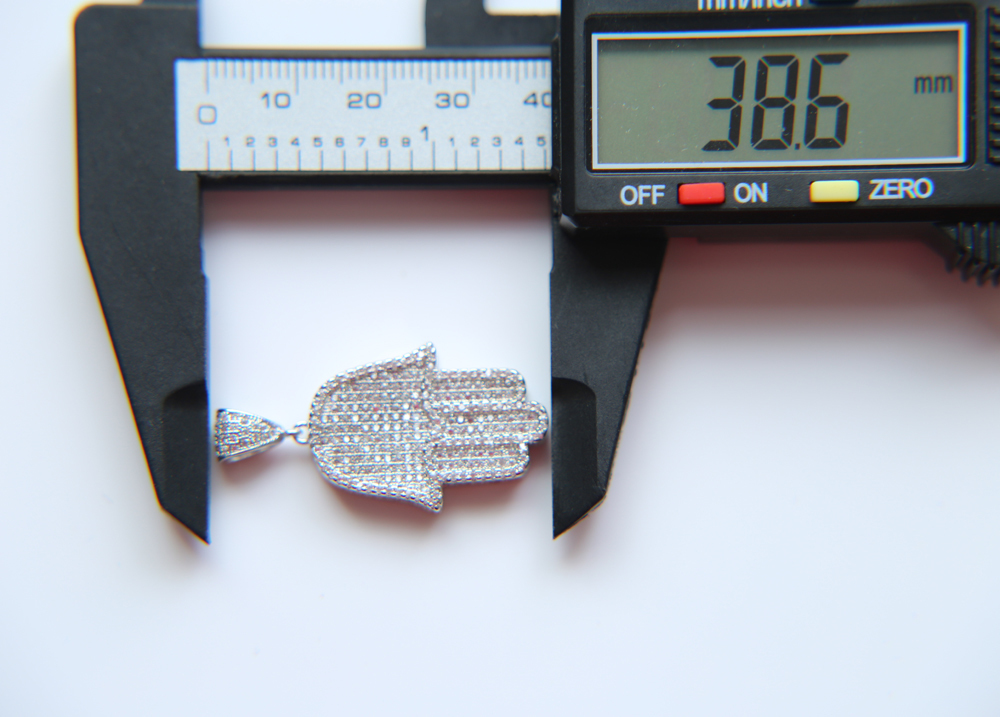 2017 High Quality Hip Hop Bling Box Chain 24" Women Men Couple Gold Silver Color Iced Out Hamsa Hand Pendant Necklace With Cz J190711