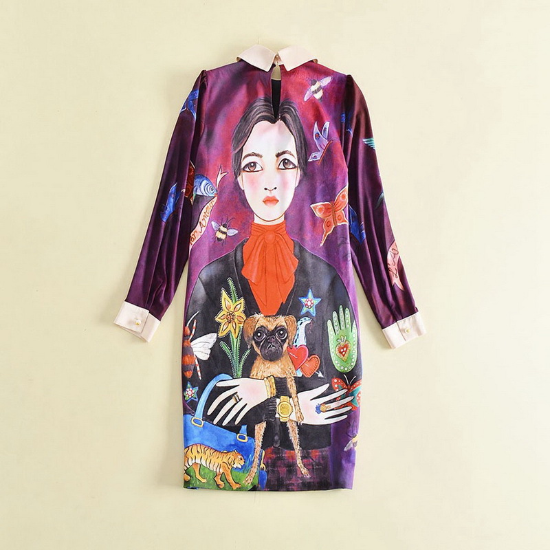 Fashion-2018 Spring Runway Dress Wine Red Lapel Neck Long Sleeves Girls Print Women' Dress Brand Same Style Vestidos 120903, Silk material
Fashion-2018 Spring Runway Dress Wine Red Lapel Neck Long Sleeves Girls Print Women' Dress Brand Same Style Vestidos 120903, Silk material