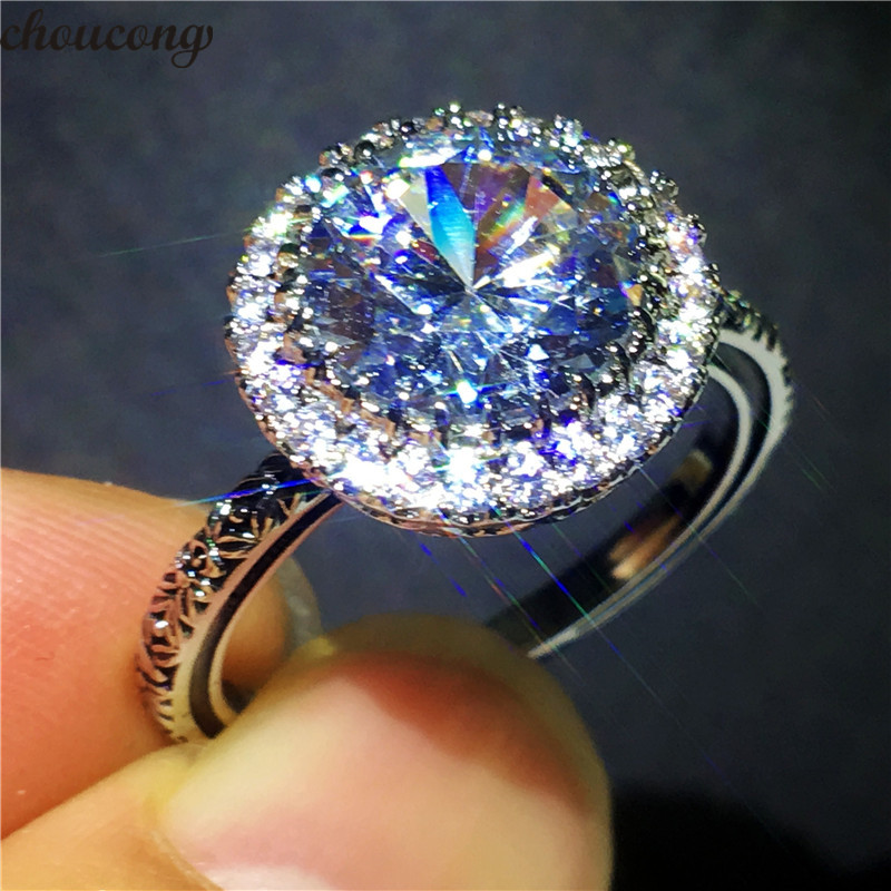 Vintage Decorative pattern Ring 925 Sterling Silver Filled Crystal Zircon cz Wedding Band Rings For Women Party Jewelry