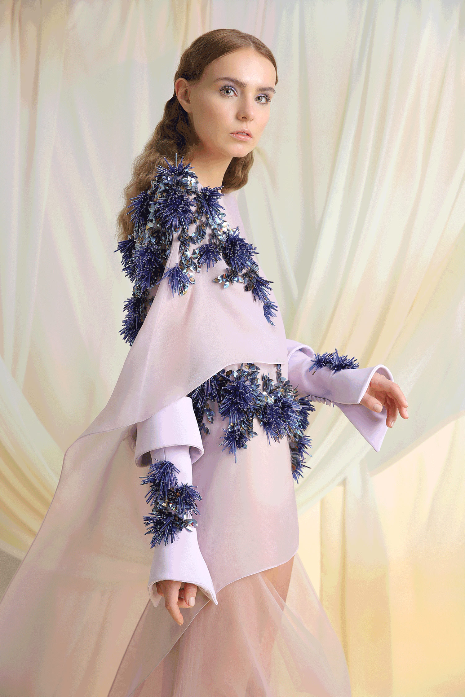 2019 Azzi & Osta Purple Prom Dresses Tulle 3D Floral Appliqued Jewel Neck Evening Dress Formal Party Gowns Girls Pageant Dress