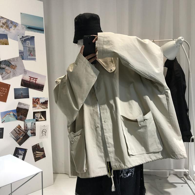 2020 Men's Wide Bomber Streetwear Jacket Long Sleeve Student Coats Loose Lapel Collar Outerwear Black/Apricot Color Windbreaker, Beige
2020 Men's Wide Bomber Streetwear Jacket Long Sleeve Student Coats Loose Lapel Collar Outerwear Black/Apricot Color Windbreaker, Beige