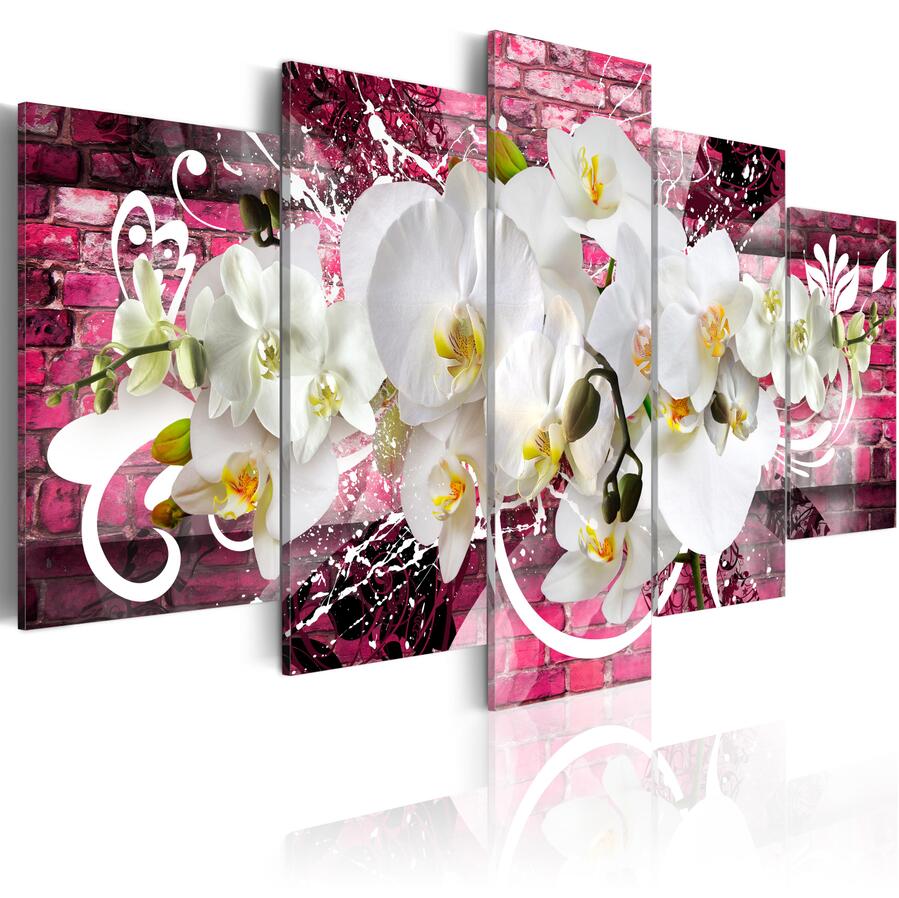 HD Fashion Wall Art Canvas Painting 5 Pieces Mangnolia Flower Orchid Flower Modern Home Decoration,Choose Color And Size( No Frame)