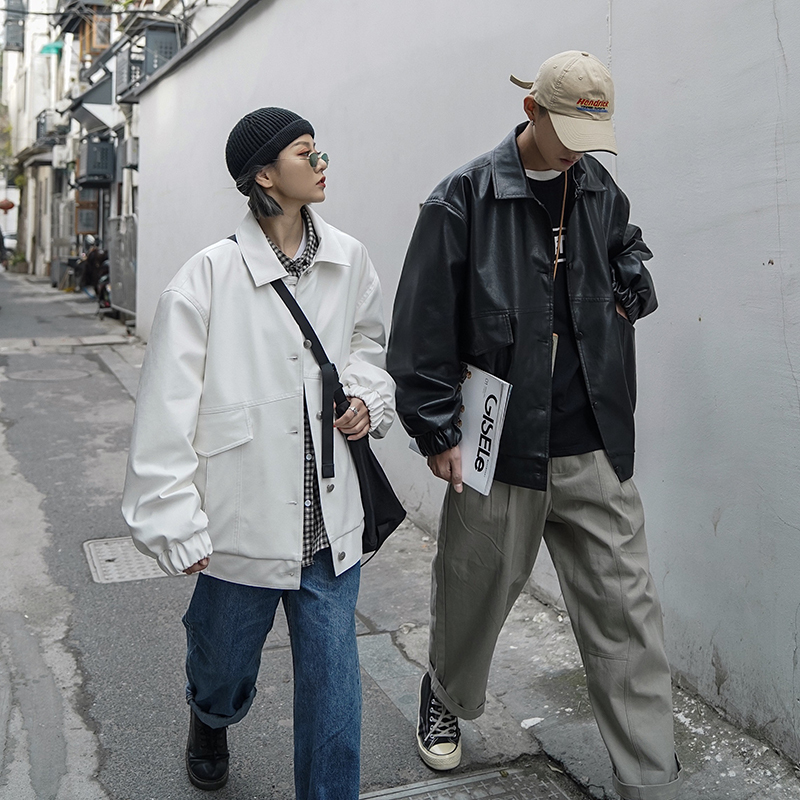 2020 Spring And Autumn New Youth Popular Couple Solid Color Lapel Loose Leather Fashion Casual Plus Size Coat Jacket Black/White
2020 Spring And Autumn New Youth Popular Couple Solid Color Lapel Loose Leather Fashion Casual Plus Size Coat Jacket Black/White