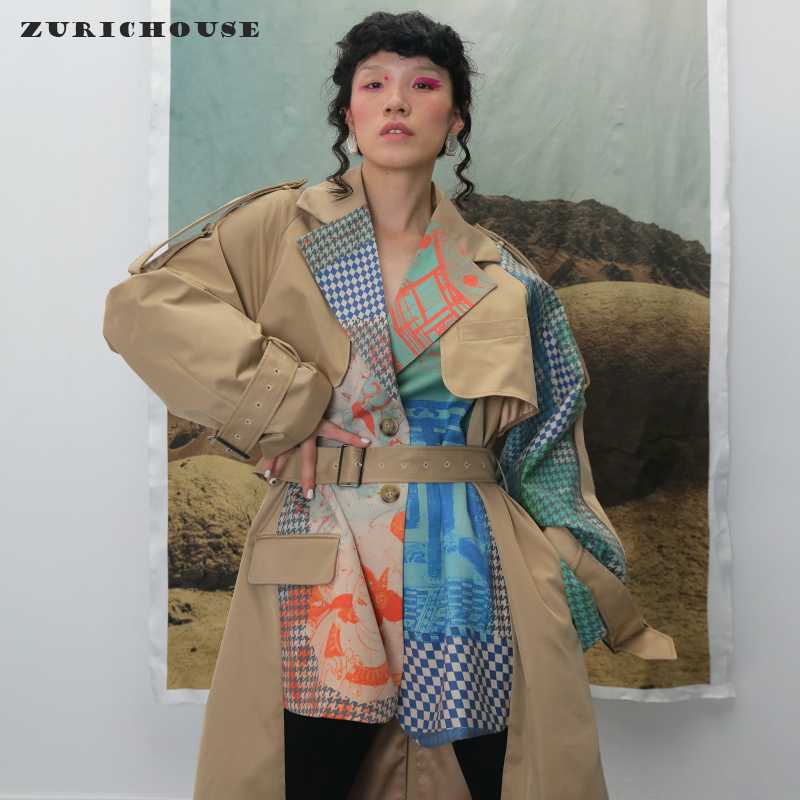 ZURICHOUSE Asymmetry Trench Coat Women Long Outerwear 2020 Loose Fit Hit Color Abstract Printted Sashes Windbreaker Spring Coat, Khaki
ZURICHOUSE Asymmetry Trench Coat Women Long Outerwear 2020 Loose Fit Hit Color Abstract Printted Sashes Windbreaker Spring Coat, Khaki