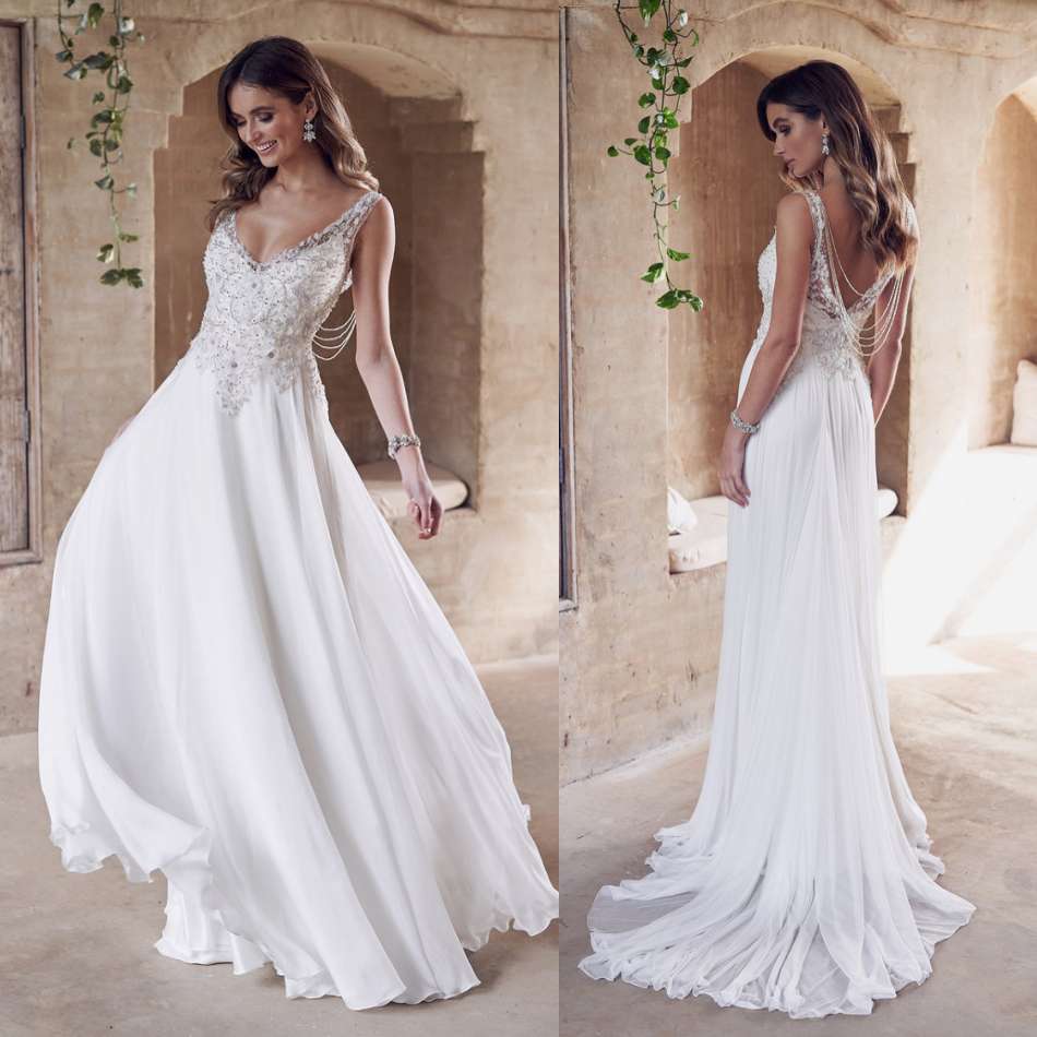 Vintage Bohemian Wedding Dresses A Line V Neck Beading Lace Appliqued Sexy Backless Bridal Gowns Custom Made Plus Size Boho Wedding Gowns, Silver
Vintage Bohemian Wedding Dresses A Line V Neck Beading Lace Appliqued Sexy Backless Bridal Gowns Custom Made Plus Size Boho Wedding Gowns, Silver