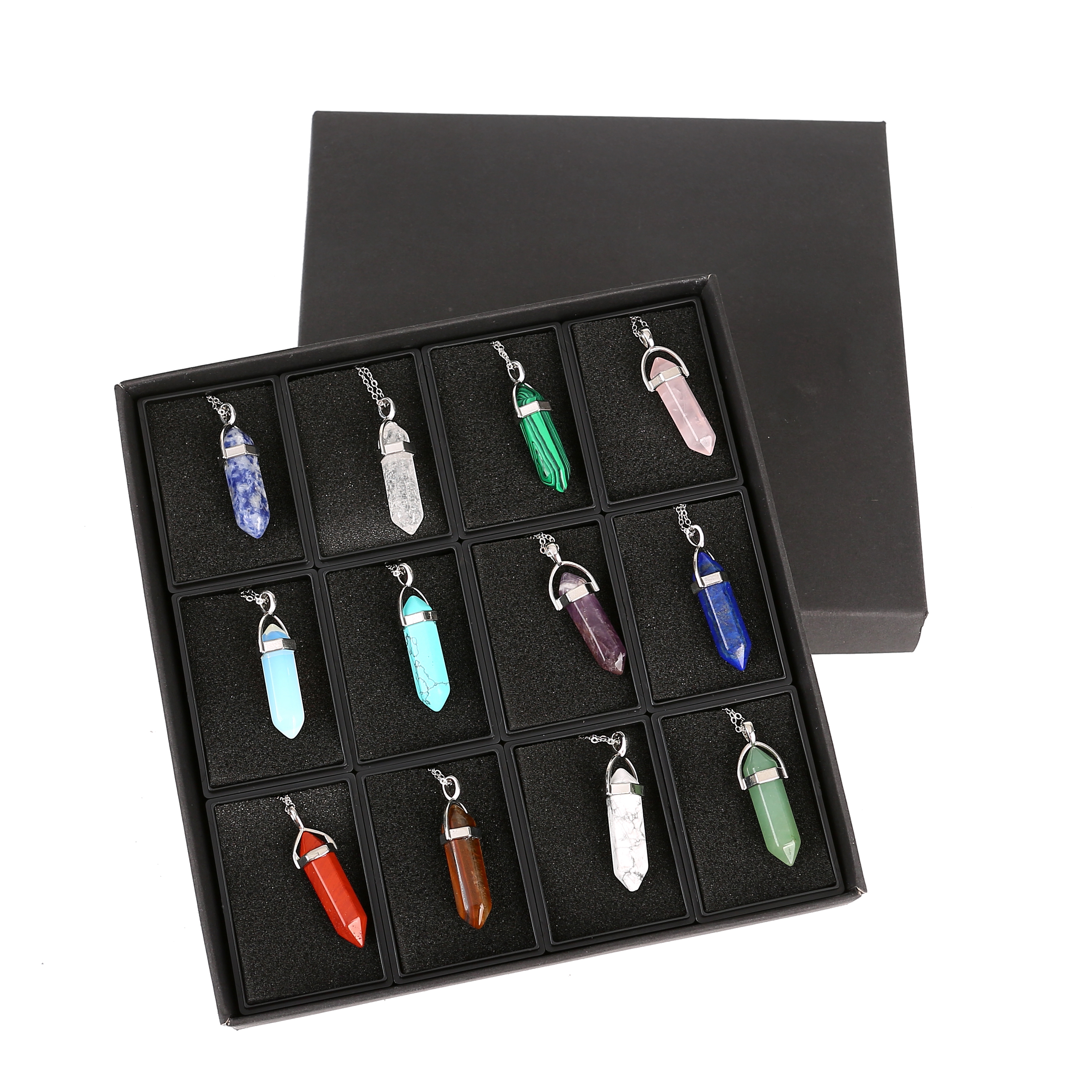 Indian agate hexagonal cone pendant pendant men and women necklace designer fashion style