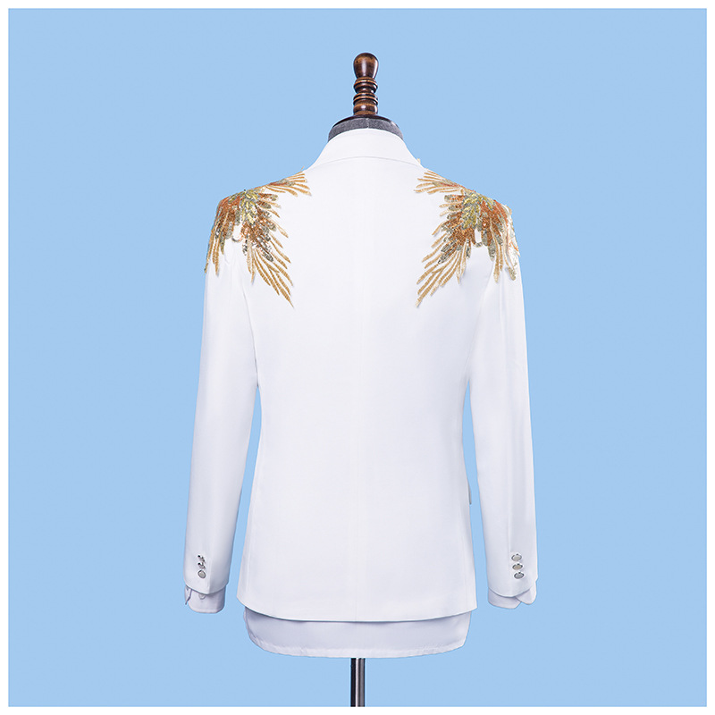 2piece handsome sequins white mens suit fashion groom suit wedding suits for best men slim fit groom tuxedos for man in stock