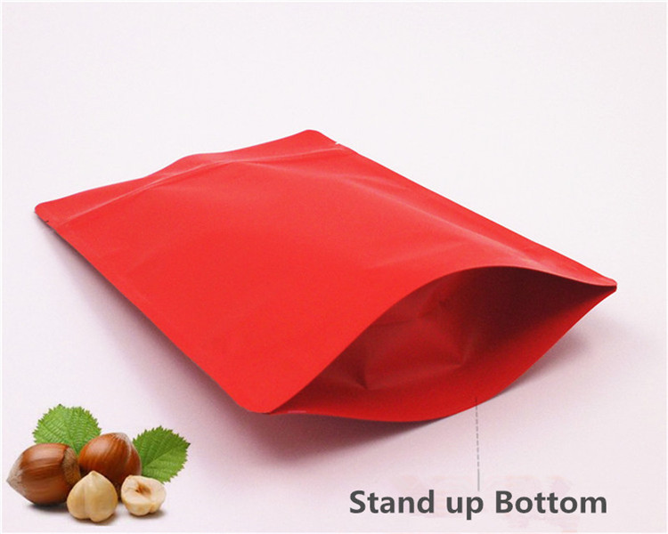 Stand up Thick Matte Red Aluminum Foil Zip Lock Bags Resealable Ground Coffee Powder Nuts Tea Snack Chocolate Wedding X-mas Gifts Logo Printing Packag
