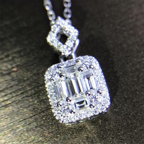 Vecalon Charming pendant Real 925 Sterling silver T shape 5A zircon Wedding Pendants with necklace for Women Party Jewelry