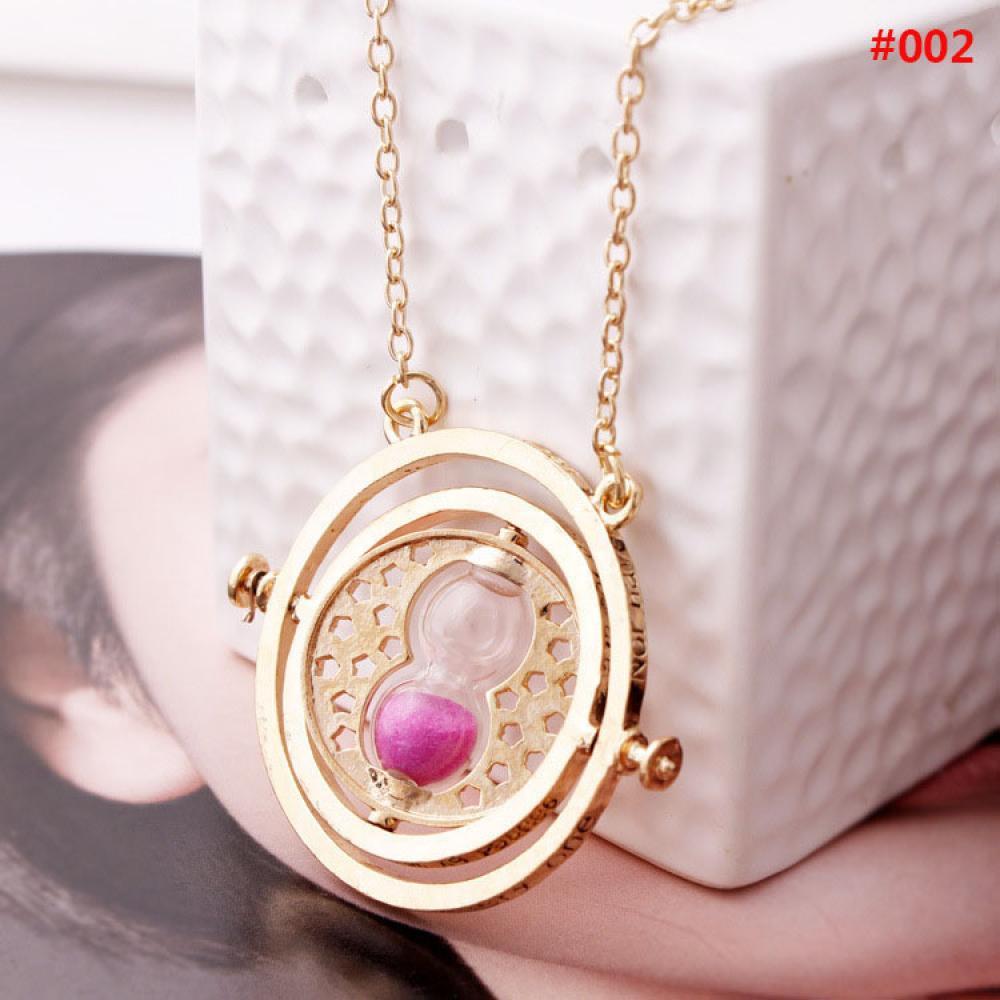Gem Pendants Necklace Gold Silver Alloy Personality Women Fashion Sand Glass Time Turner Pendant Necklace Men Jewelry Gifts