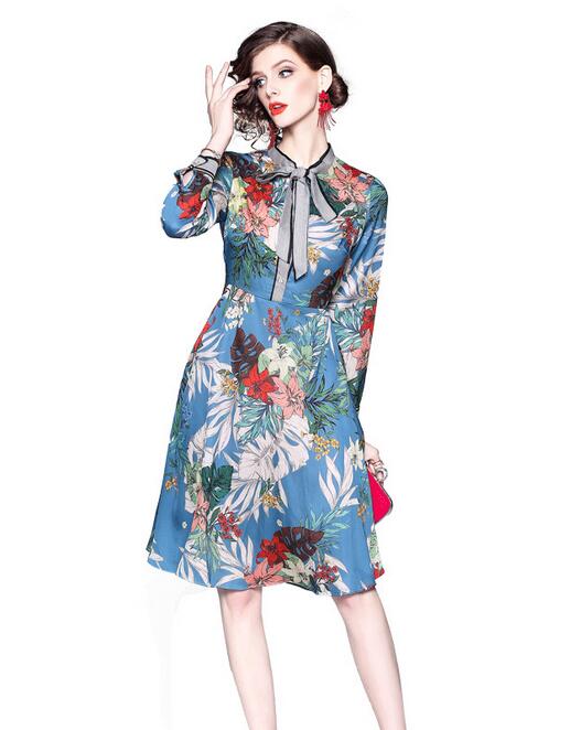 Elegant summer Bow collar Flora printed A-Line sweet girl Knee-Length dresses street style dress long sleeve Women skirts, Multi
Elegant summer Bow collar Flora printed A-Line sweet girl Knee-Length dresses street style dress long sleeve Women skirts, Multi