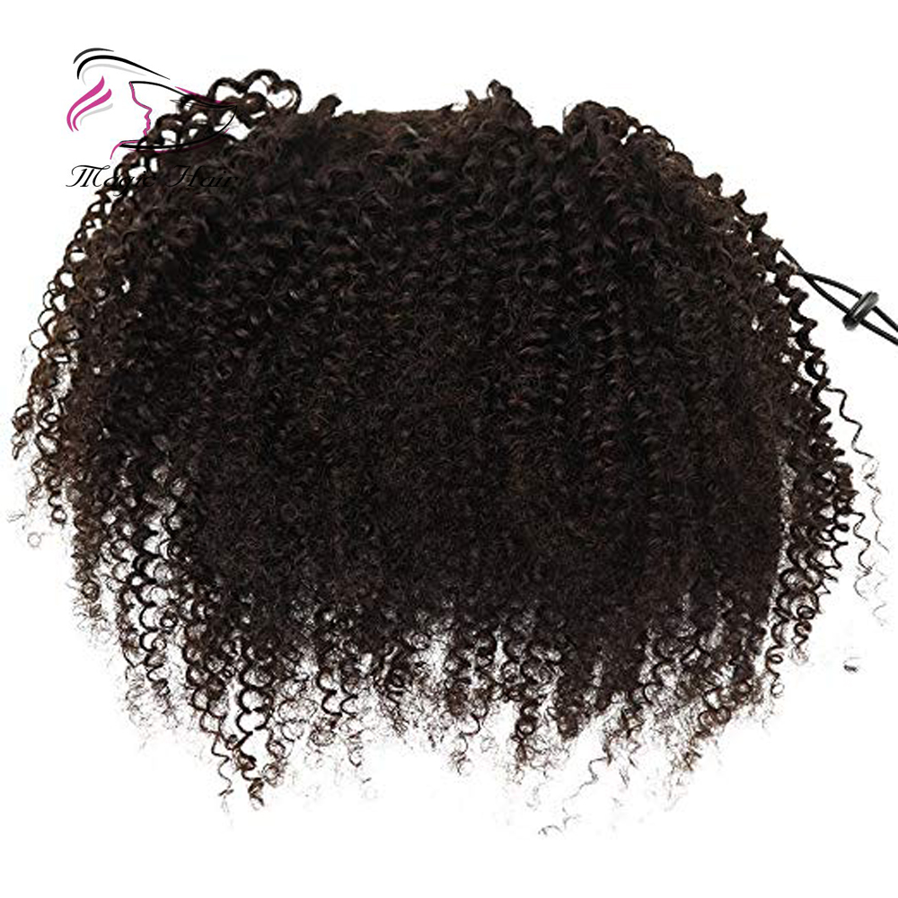 Evermagic 8-30inches Afro Kinky Curly human hair ponytail extensions drawstring hairpieces natural curly clip in ponytail
