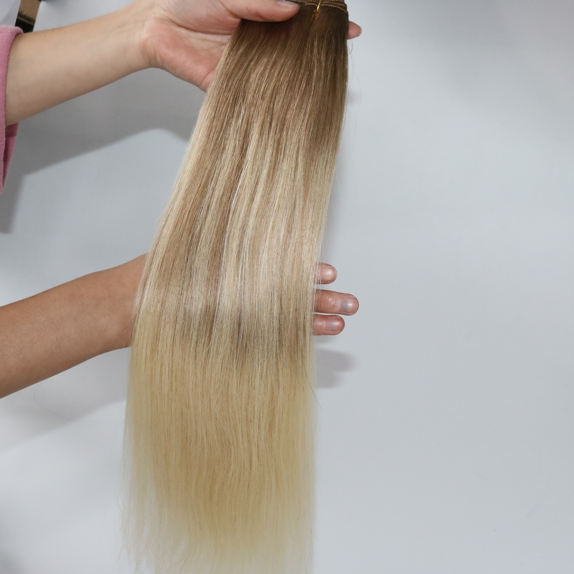 #8 60 Balayage Human Hair Extensions Ombre Medium Brown Ombre Hair #613 #60 Light Blonde With Highlights 100gram