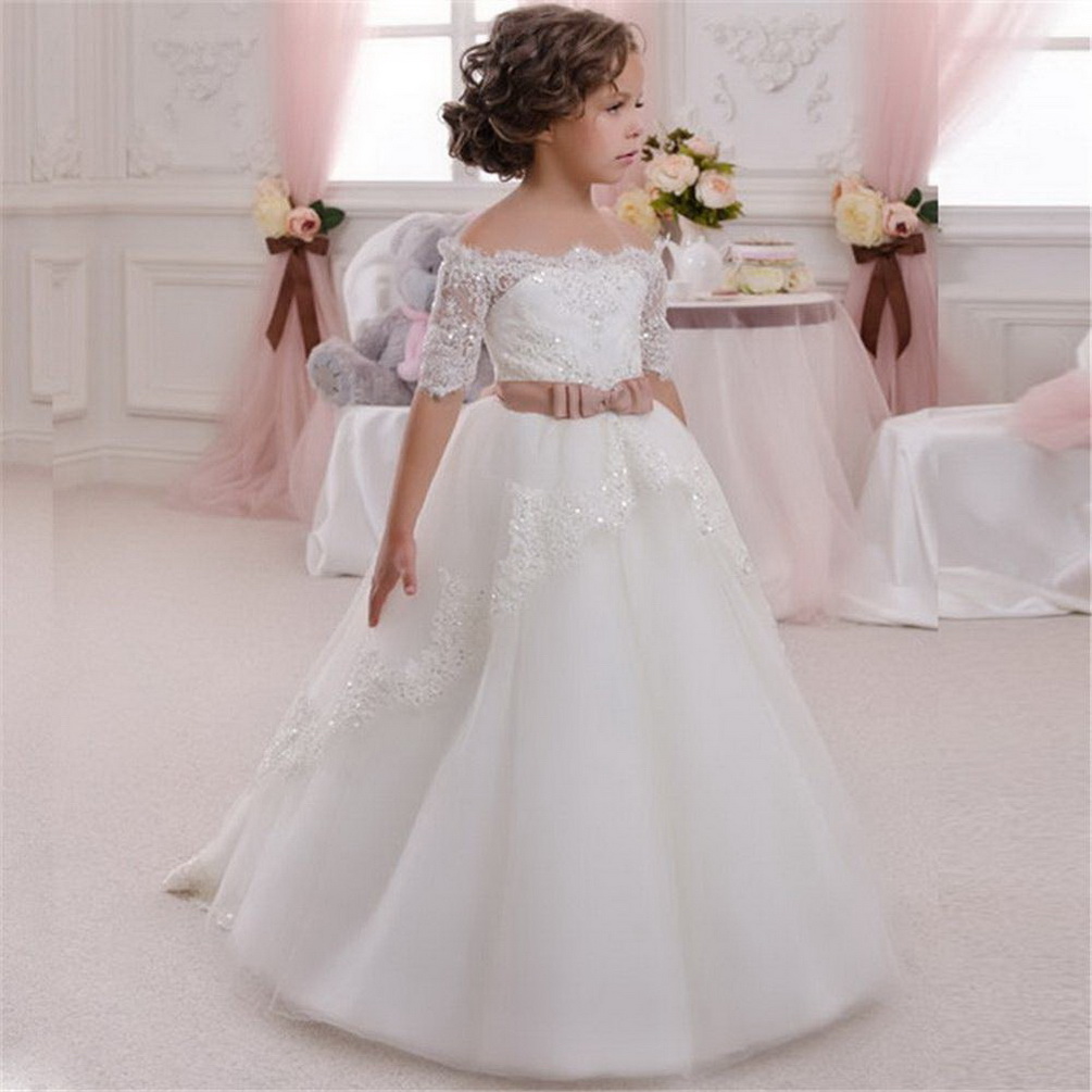 New Flower Girl Dress For Wedding White Ivory Appliques Ball Gown Short Sleeves O-neck First Communion Gowns Vestidos Longo, Grape
New Flower Girl Dress For Wedding White Ivory Appliques Ball Gown Short Sleeves O-neck First Communion Gowns Vestidos Longo, Grape