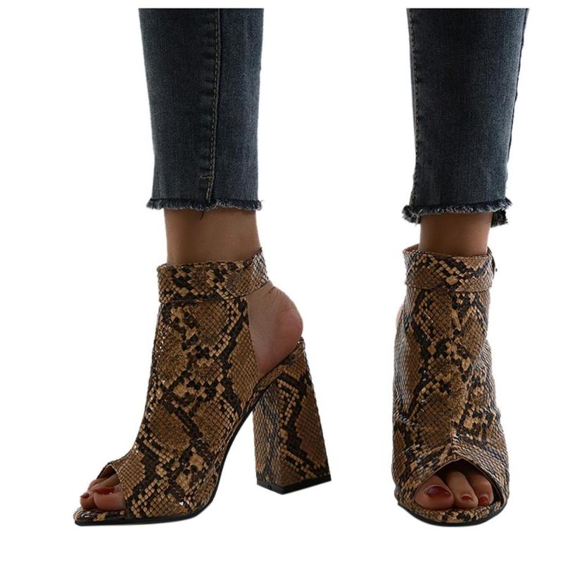 Fashion High Heels Women Snake-grain Platform Thick Heel Shoes Woman Plus Size Open Toe Back Ladies Shoes Pumps buty damskie #20, Brown
Fashion High Heels Women Snake-grain Platform Thick Heel Shoes Woman Plus Size Open Toe Back Ladies Shoes Pumps buty damskie #20, Brown