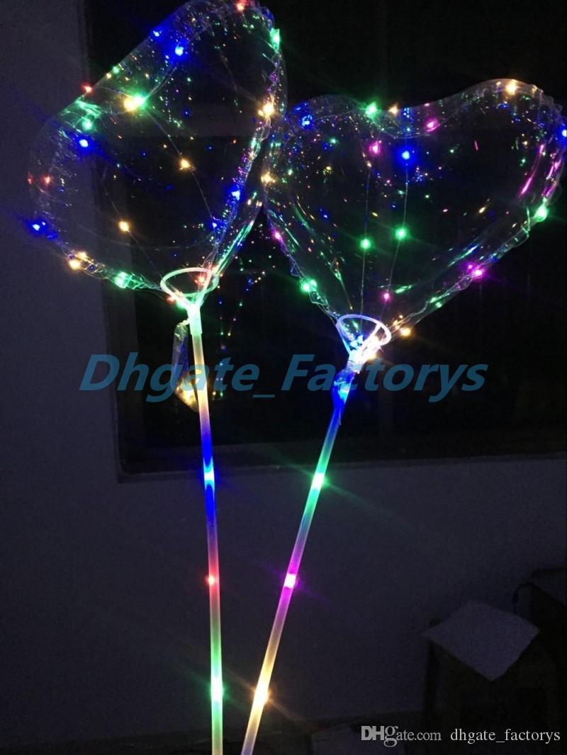 Love LED Balloon Lighting Transparent Bobo Ball Love Heart Shaped Line String Balloons With Stick Wedding Birthday Party Decoratio