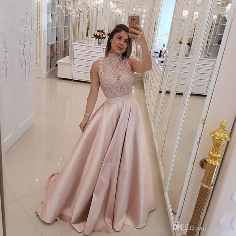 Sexy Backless Arabic Prom Dresses 2019 Custom Made Lace Pink A-Line Satin Special Occasion Evening Party Gowns Vestido de 39, Silver 
Sexy Backless Arabic Prom Dresses 2019 Custom Made Lace Pink A-Line Satin Special Occasion Evening Party Gowns Vestido de 39, Silver