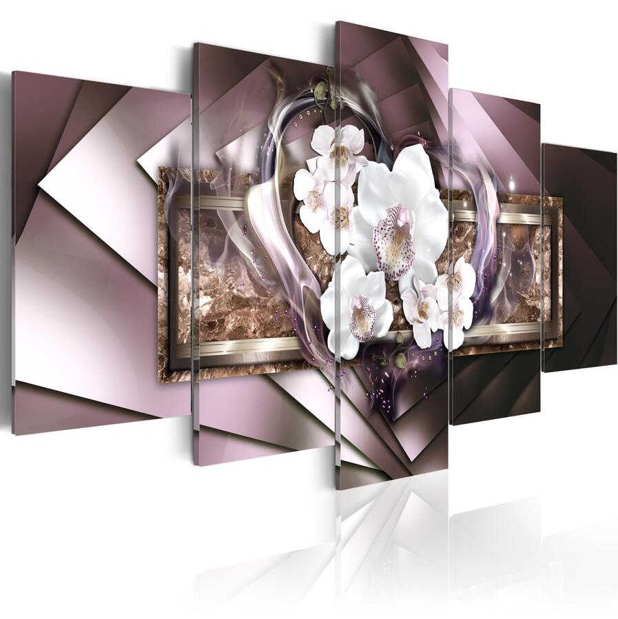 HD 5PCS/Set Love Orchid Flower Art Print Frameless Canvas Painting Wall Picture Home Decoration,Choose Color And Size