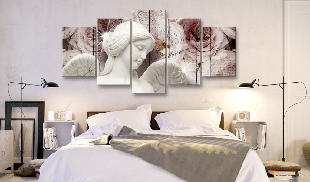 Unframed 5 Panels Lovely Angel Wall Art Decorative Paintings Canvas Print for Living Room Painting( No Frame )