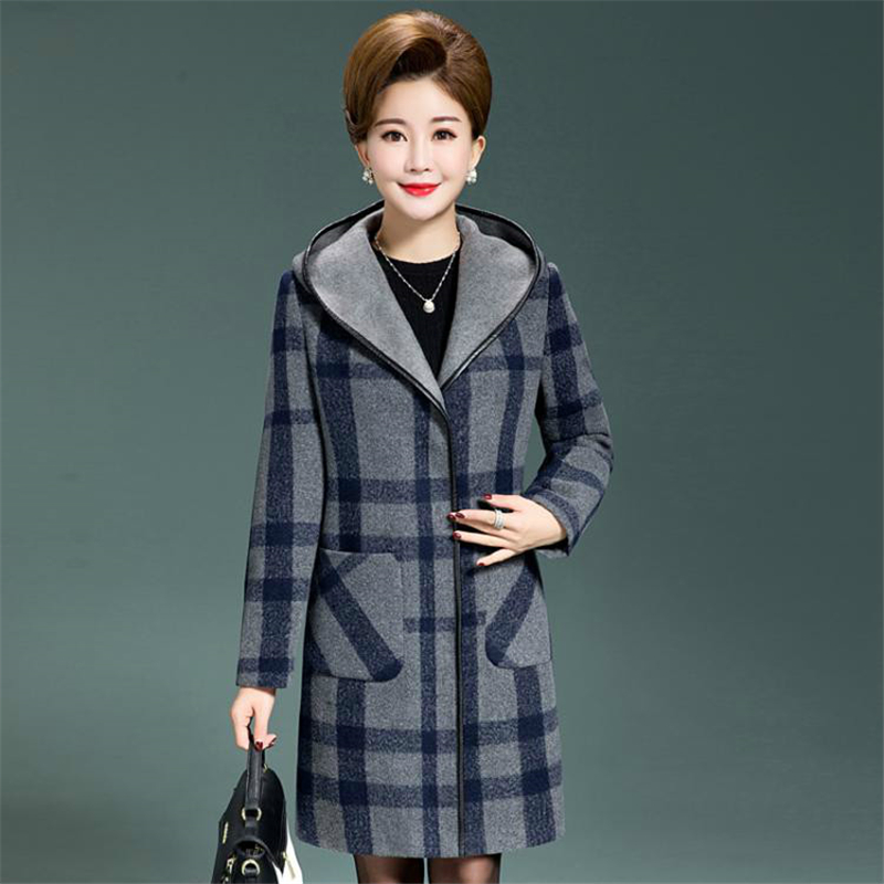 Woolen Coat For Women 2020 Sprinng Mother Casual Hooded Collar Plaid Covered Button Long Wool Coats Female Fashion Loose Outwear, Gray
Woolen Coat For Women 2020 Sprinng Mother Casual Hooded Collar Plaid Covered Button Long Wool Coats Female Fashion Loose Outwear, Gray
