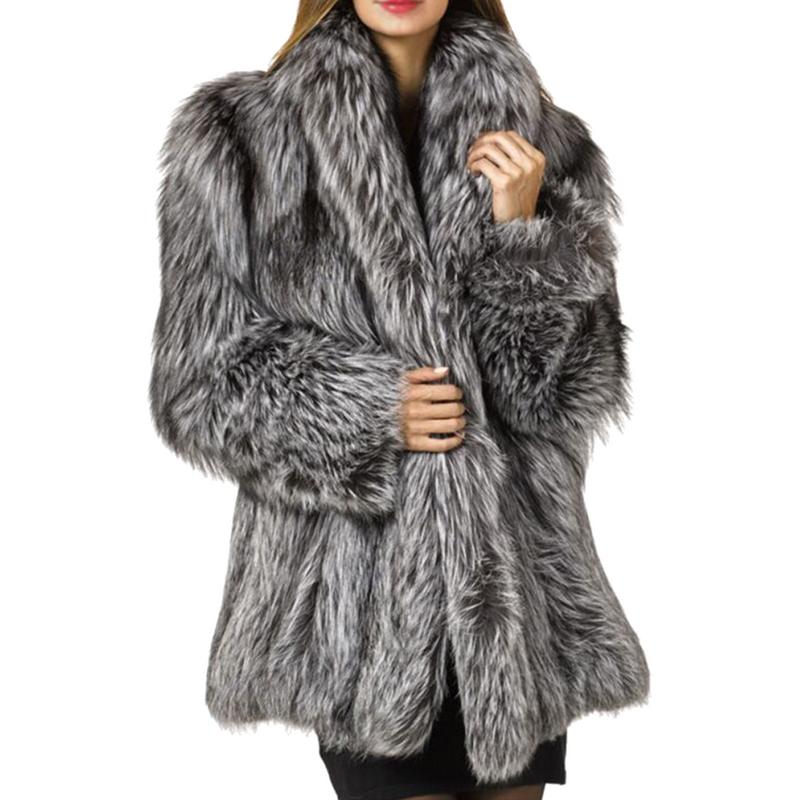 Autumn And Winter Faux Fur Coat Women Fashion Temperament Keep Warm Coat Long Sleeve Long Section Fur Faux