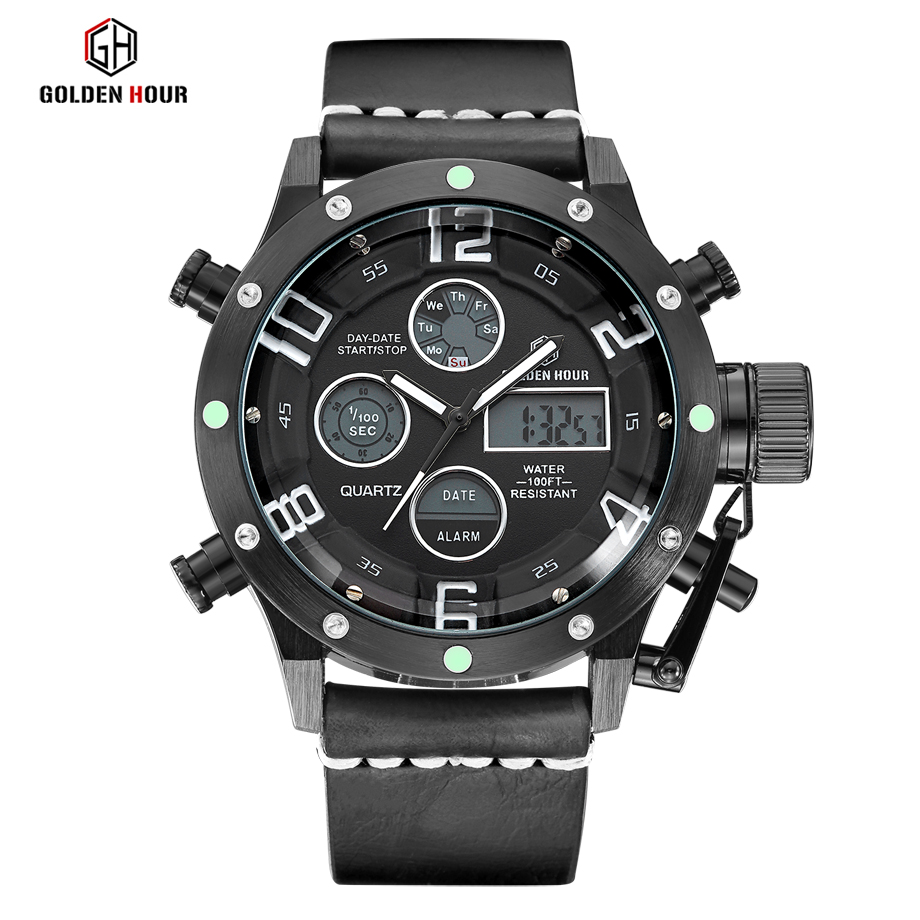 Reloj Hombre GOLDENHOUR Leather Led Watch Men Casual Army Alarm Watches Sport Quartz Man Wrist Watch 2019 Waterproof Male Clock, No send watch for shipping
Reloj Hombre GOLDENHOUR Leather Led Watch Men Casual Army Alarm Watches Sport Quartz Man Wrist Watch 2019 Waterproof Male Clock, No send watch for shipping