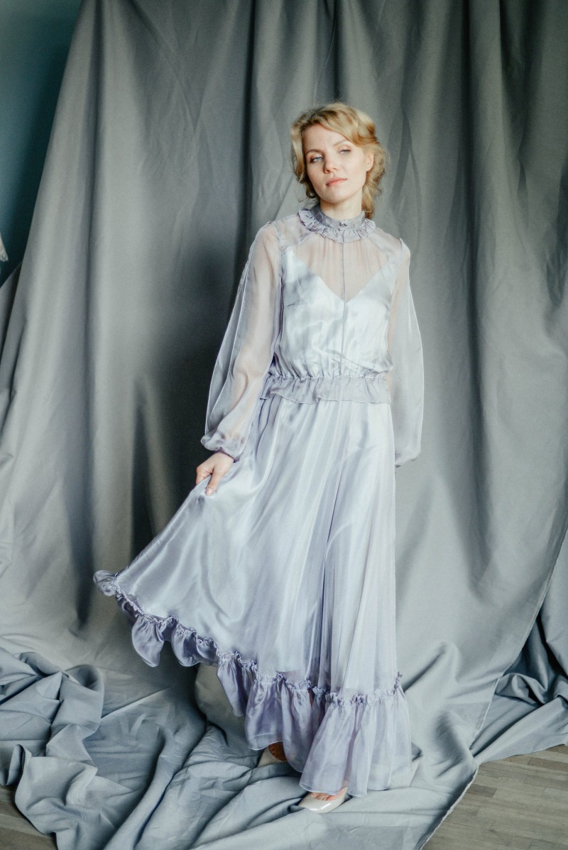 Fairy Long Sleeves Prom Dresses Illusion Bodice Ankle Length Evening Gowns Plus Size Formal Party Dress Princess Vestido De Festa
