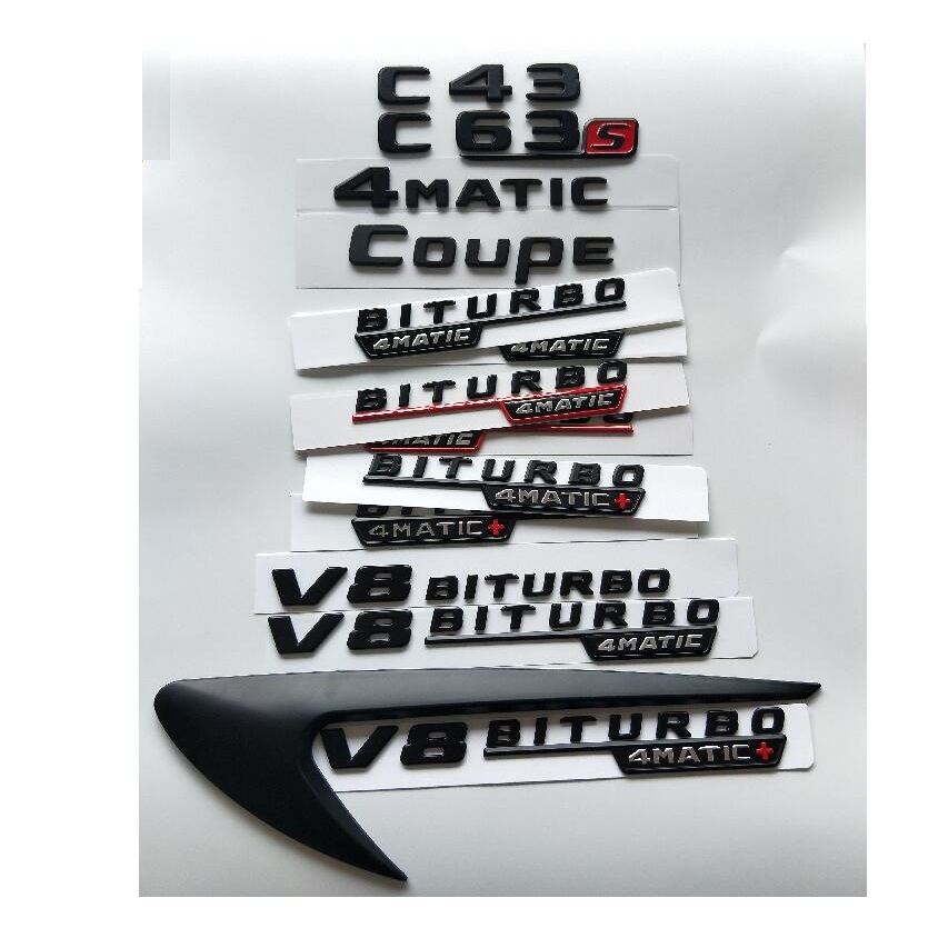 Black Letters C43 C63 C63s V8 BITURBO 4MATIC+ Fender Trunk Tailgate Emblem Emblems Badges AMG W204 W205 Coupe
Black Letters C43 C63 C63s V8 BITURBO 4MATIC+ Fender Trunk Tailgate Emblem Emblems Badges AMG W204 W205 Coupe