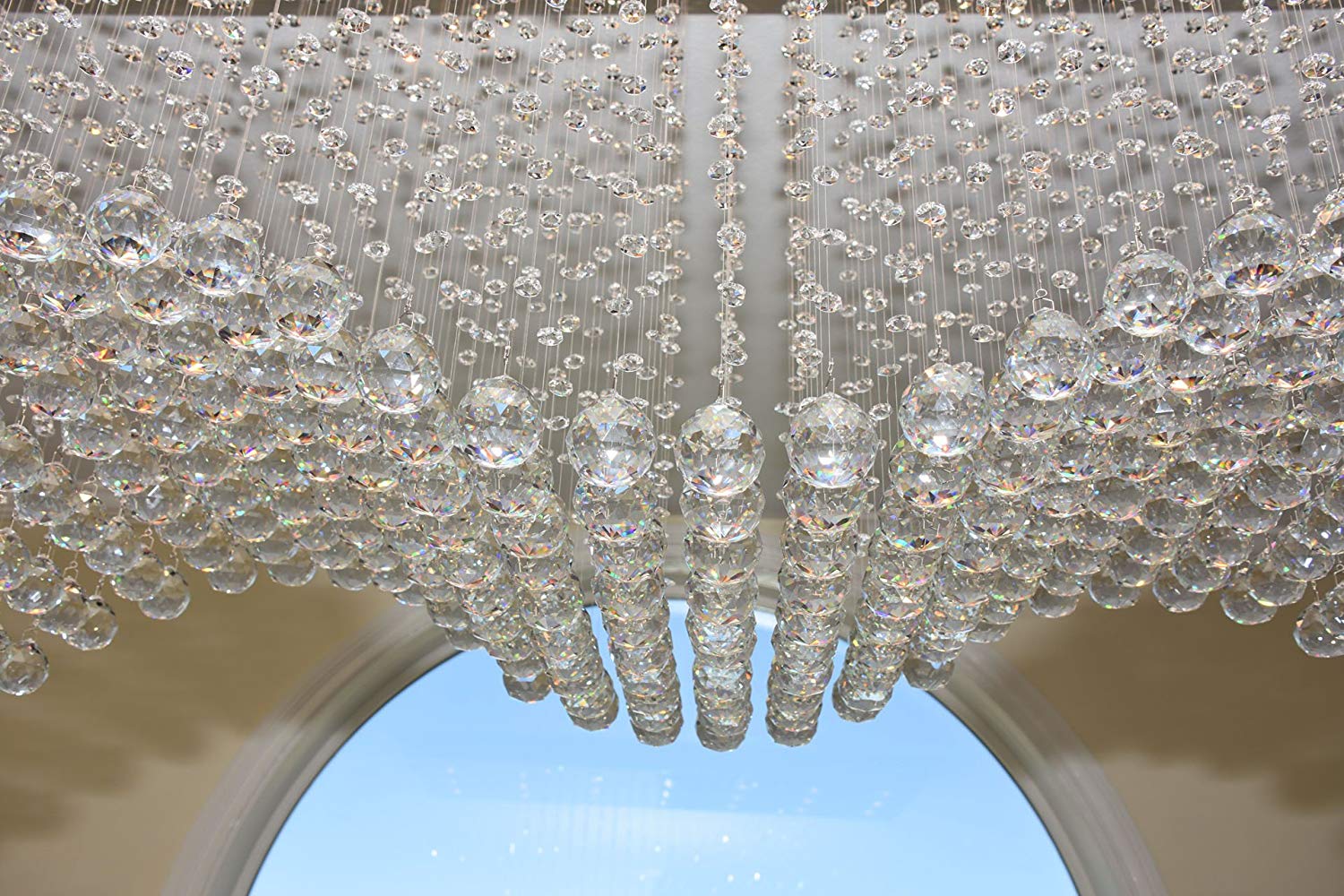 Contemporary Rectangle Crystal Chandelier Lighting Raindrop Flush Ceiling Light Fixture for Dining Room Lobby Kitchen Island