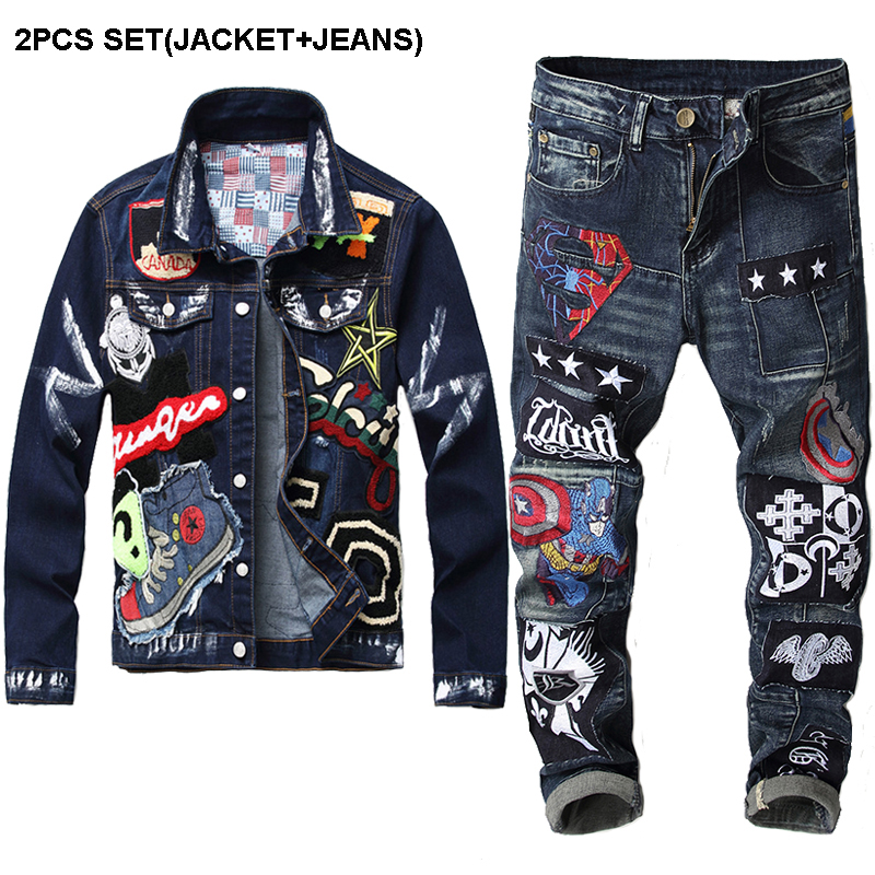 Dark Blue Tracksuit Spring Autumn Embroidered Badge Men's 2PCS Pant Sets Fashion Slim Fit Denim Jacket and Stretch Jeans, Jacket and jeans 990.8022
Dark Blue Tracksuit Spring Autumn Embroidered Badge Men's 2PCS Pant Sets Fashion Slim Fit Denim Jacket and Stretch Jeans, Jacket and jeans 990.8022