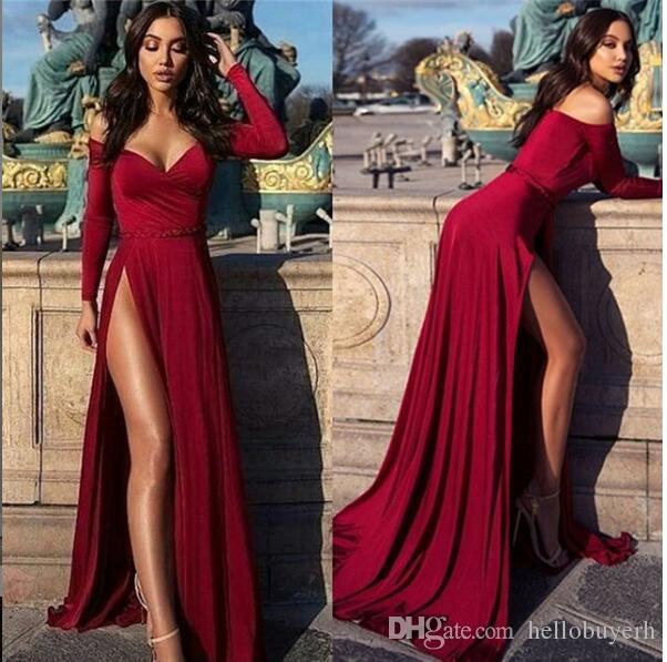 2019 Sexy Sheath Off Shoulder Long Sleeve Prom Dresses Long Split Front Abiti da sera African Party Evening Gown Dress, Same as image
2019 Sexy Sheath Off Shoulder Long Sleeve Prom Dresses Long Split Front Abiti da sera African Party Evening Gown Dress, Same as image