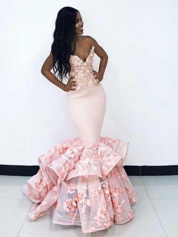 pink sexy mermaid african evening dresses sweetheart lace satin prom dresses vintage elegant formal party bridesmaid pageant gowns