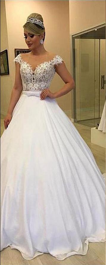 2020 new Modern Lace Jewel Neckline Wedding Dresses With Detachable Skirt Bowknot Two Pieces Lace Bridal gowns Vestido de noiva