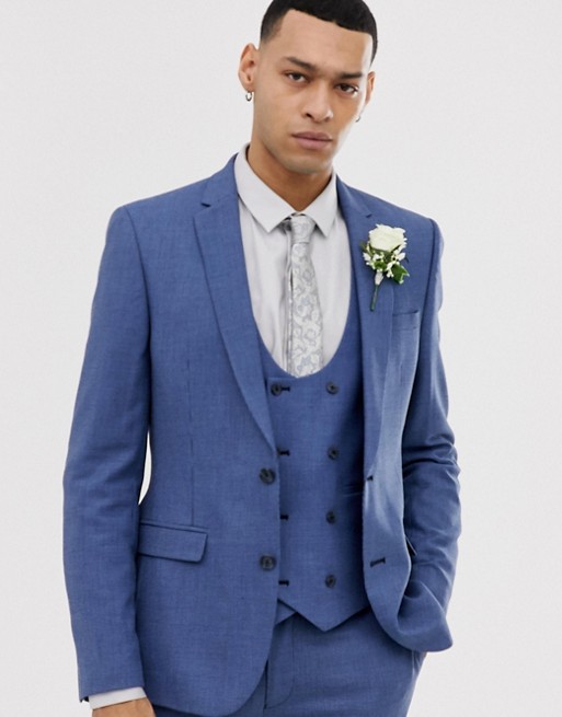 New Fashion Blue Beach Men's Suit Wedding Tuxedo Formal Slim Fit Two Button Groom Prom Dinner Blazer Suits(Jacket+Vest+Pants)
