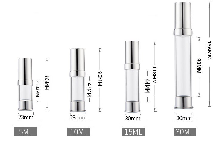 5ml 10ml 30ml Empty Pump Bottles Gold Silver 15ml Airless Bottle for Cosmetic Emulsion Essence Cosmetics Container