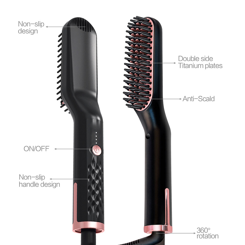 3 in1 Beard Straightener Quick Heater Electric Straightener Curls Hair Comb Brush Men Women Multifunctional Hair Styling Tool