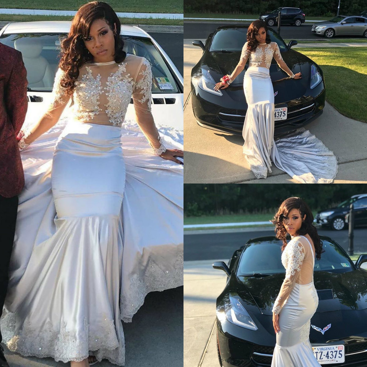2019 Light Silver Mermaid Prom Dresses Lace Appliqued Sequins Long Sleeve Evening Gowns Custom Made Cocktail Party Dress Fomal Gowns, Yellow
2019 Light Silver Mermaid Prom Dresses Lace Appliqued Sequins Long Sleeve Evening Gowns Custom Made Cocktail Party Dress Fomal Gowns, Yellow