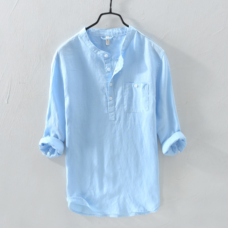 100%Pure Linen Pullover Shirt Man Casual Three Quarter Sleeve Tops Fashion Solid Blue Breathable Men's Clothing Y2933
100%Pure Linen Pullover Shirt Man Casual Three Quarter Sleeve Tops Fashion Solid Blue Breathable Men's Clothing Y2933