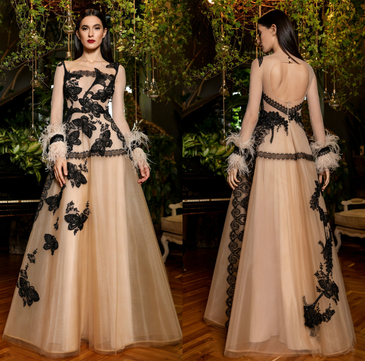 2020 Elegant Evening Dresses Long Sleeves Lace Appliques Feather Prom Gowns Custom Made Sweep Train A Line Special Occasion Dress, Champagne
2020 Elegant Evening Dresses Long Sleeves Lace Appliques Feather Prom Gowns Custom Made Sweep Train A Line Special Occasion Dress, Champagne