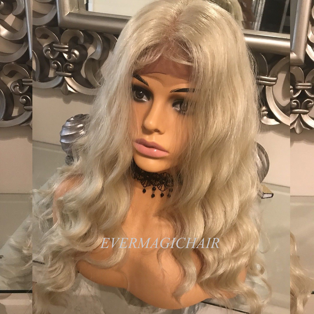 Blonde Full Lace Human Hair Wigs Body Wave Brazilian Virgin Human Hair 150 Density Lace Front wig With Baby Hair Glueless