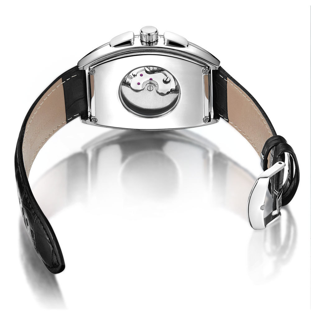 Sewor New Black Gold Tonneau Tourbillon Automatic Mechanical Watch Men Genuine Leather Strap Men Clock Male Men Wristwatches